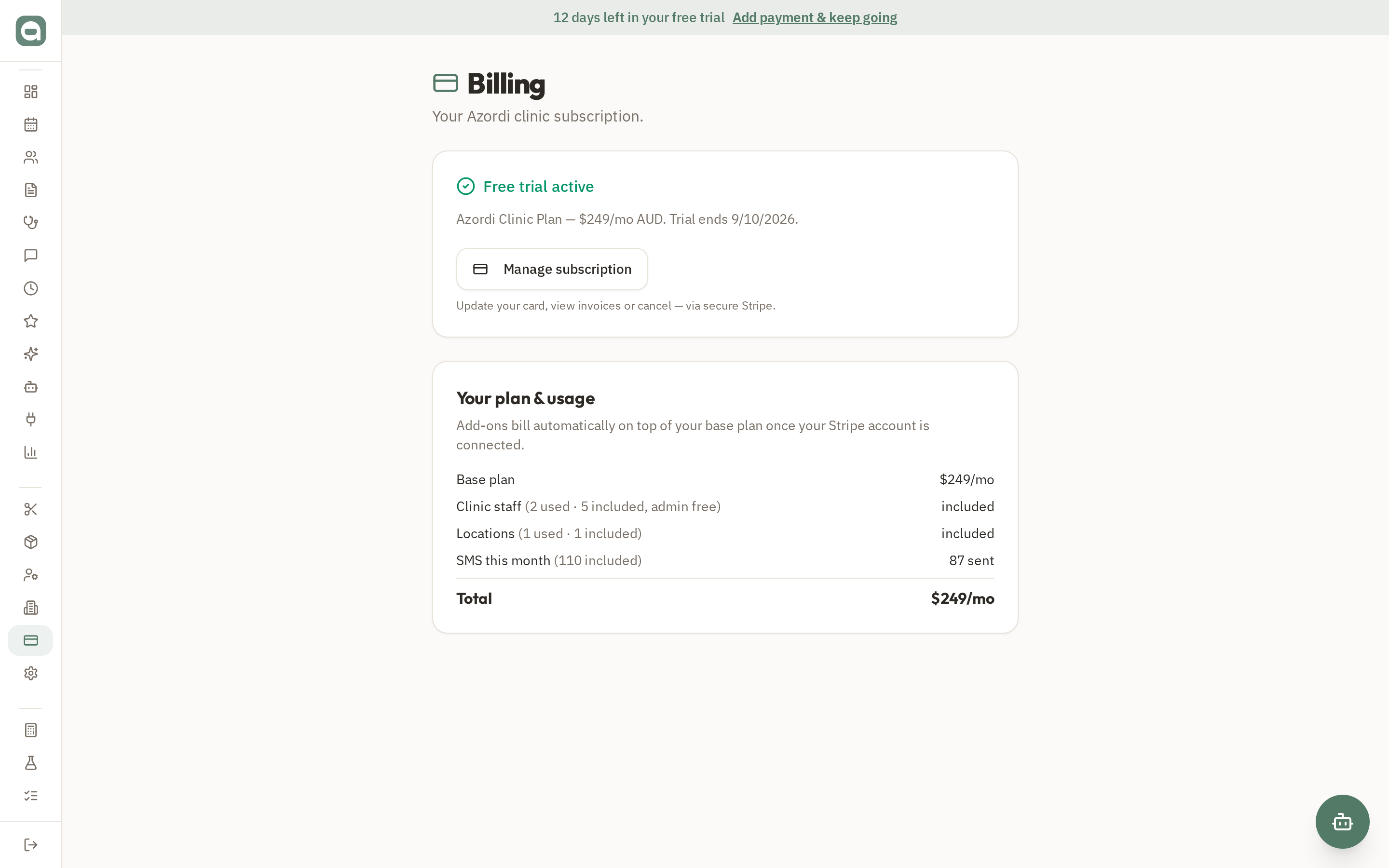 Billing & subscription screenshot