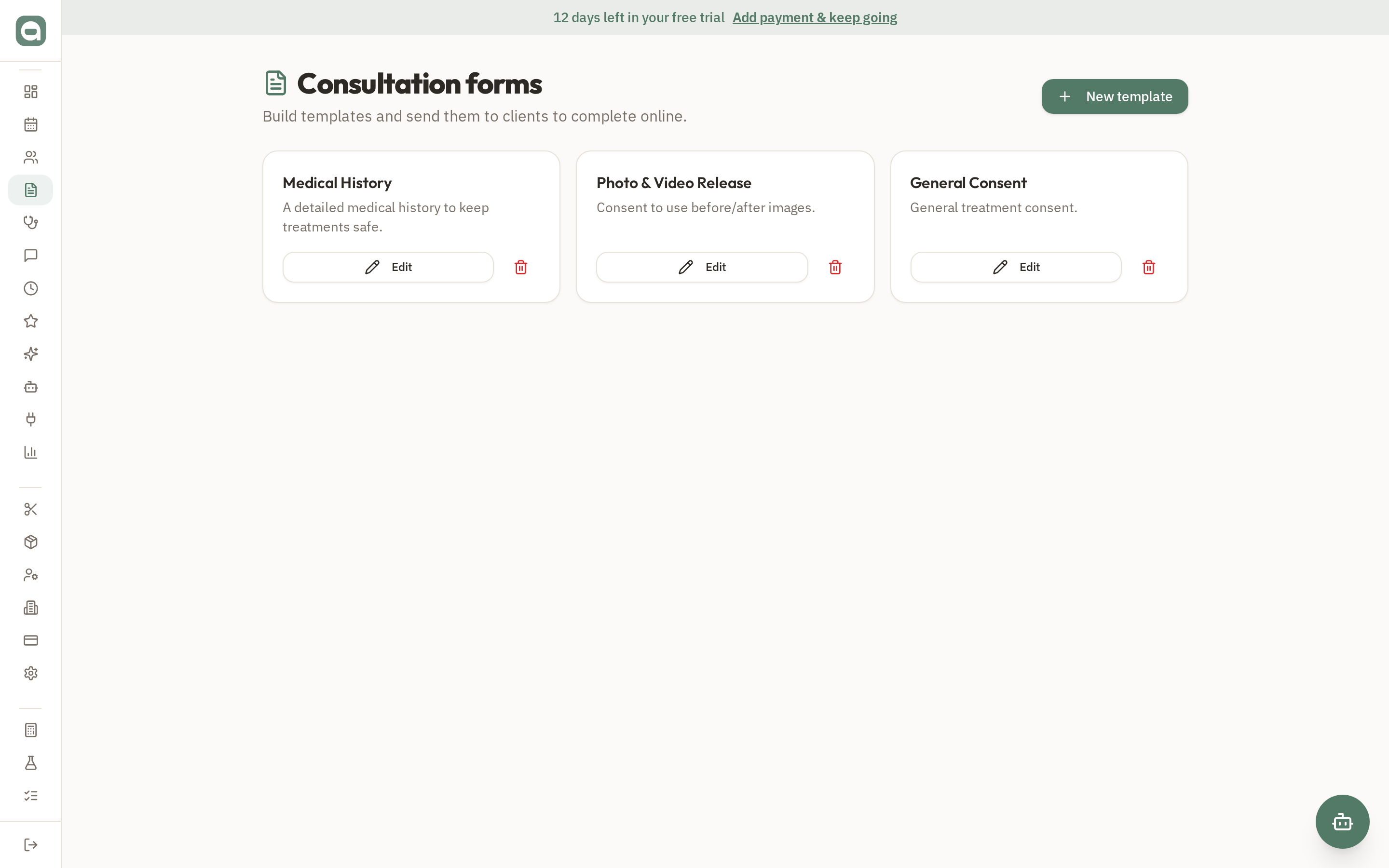 Consult forms screenshot