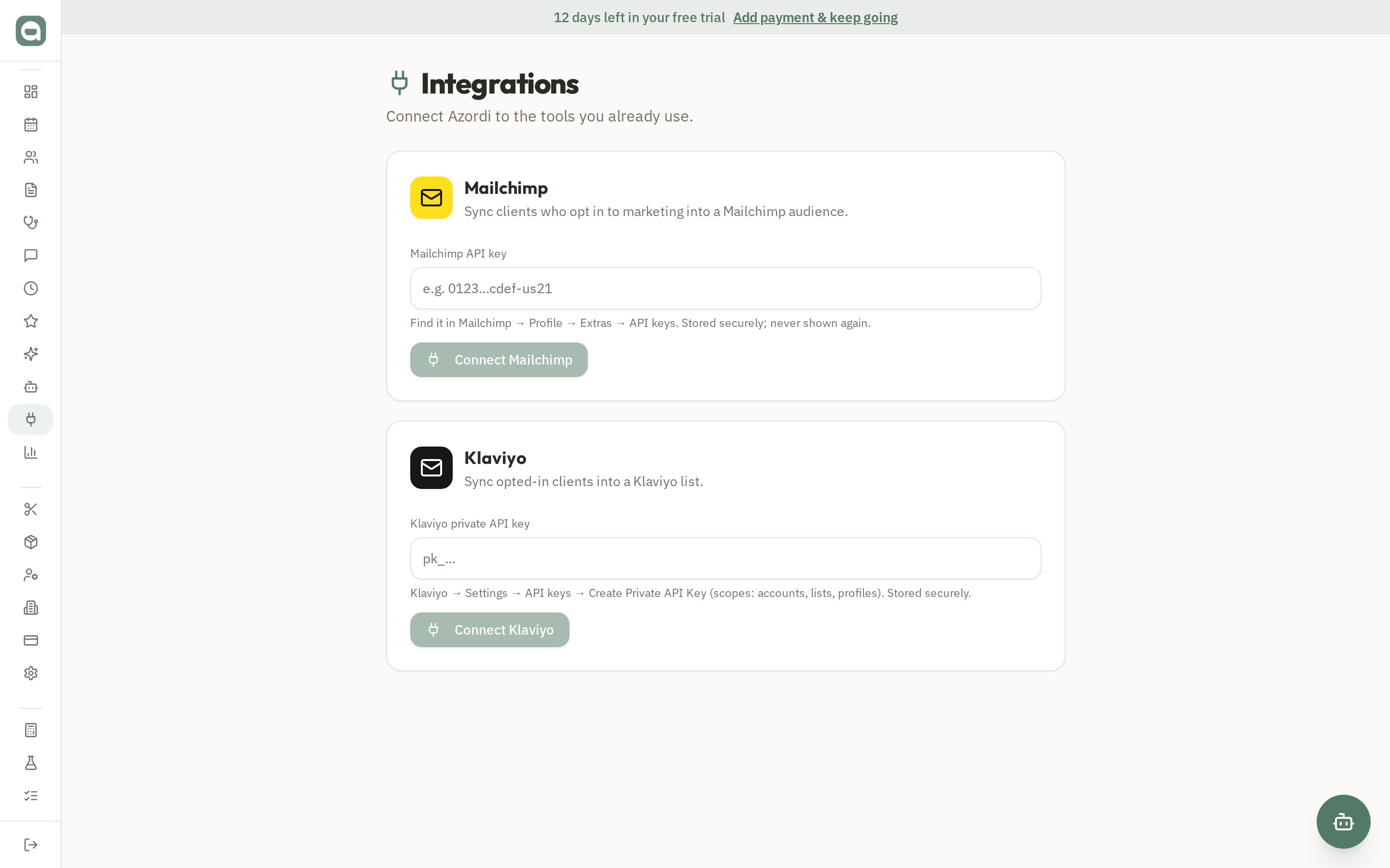 SMS setup screenshot