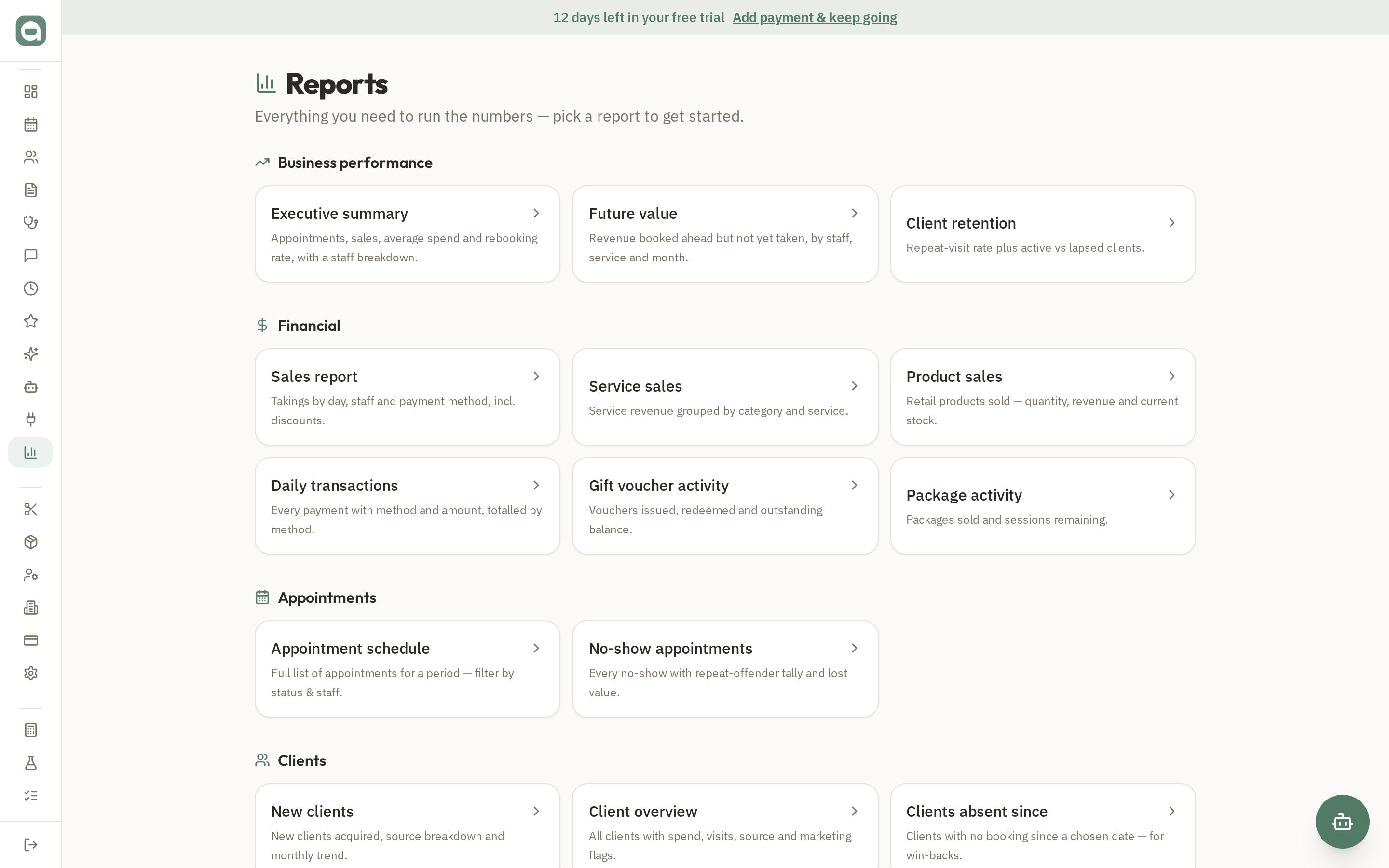 Reports screenshot